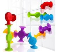 Suction Bath Toys - Connect, Build, Create - Bath Toy - Hours of Fun & Creativity - Fine Motor Skills - Captivating & Stimulating Sensory Toy - Non-Mouthable Toy 3+ - Textured 10 Pack