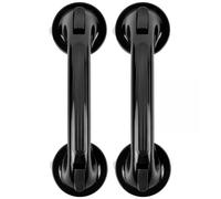 Suction Bathroom Grab Rails - 2PCS Suction Grab Rails for Bathroom Reusable Shower Handle Without Drilling, Anti-Slip Plastic Suction Handles Shower for Bathroom Children Disability Aids, Black