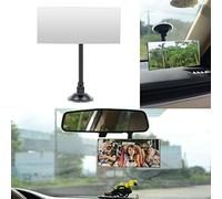Suction Cup Baby Car Mirror, Ampper Adjustabe Long Arm HD Glass Convex Wide Angle Interior Rearview Baby Rear Facing Mirror (Frameless Rectangle, Large, 6.7" X 2.9")