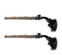 Suction Cup Bird Perch - 2 Pieces Adjustable Portable Wooden Stand for Parakeets | Mount on Balcony Apartment Patio Porch Tree Shower Wall Mirror Indoor Outdoor Birds Accessory