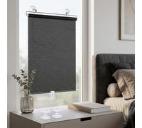 Suction Cup Blackout Roller Blinds, No Drill Retractable Roller Blinds, Thermal Insulated Temporary Shade for Window Glass, Portable Sun Protection Curtains(Blacks,35W x 85 cm H)