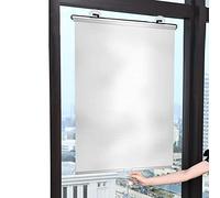Suction Cup Blackout Roller Blinds,Punch-free Retractable Balcony Sun Shade,Sunscreen Insulation Shading Curtain Window Blind Kitchen Office Car Privacy Screen (W58xH125cm(23x49in),Silver2)