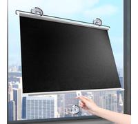 Suction Cup Blackout Roller Shades,Retractable Sunshade Roller Blinds,Portable Temporary Blinds for Doors Windows,Thermal Insulated/Privacy Curtains,Black,No Drilling,Black-60×150cm(24 * 55in)