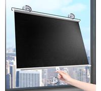 Suction Cup Blackout Roller Shades,Retractable Sunshade Roller Blinds,Portable Temporary Blinds for Doors Windows,Thermal Insulated/Privacy Curtains,Black,No Drilling,Black-58×190cm(23 * 75in)