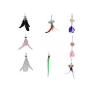 Suction Cup Cat Feather Wand Toy, Interactive Cat Feather Toy with High-Elastic Steel Wire, 2-in-1 Handheld & Fixed Kittens Teaser (8-Piece Replacement Accessory Set)