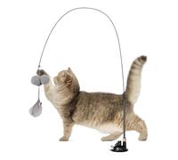 Suction Cup Cat Toy - Interactive Teaser Wand for Solo Play | Heavy Duty Vacuum Base with High Elasticity Spring Wire & Vibrant Lure for Living Rooms, Apartments and Play Areas