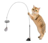 Suction Cup Cat Toy - Teaser Wand Toy, Interactive Cat Game with Suction Cup, Kitty Wand, Feline Entertainment, Pet Fun for Home Living Room Apartment Corner Play Area Alone Time
