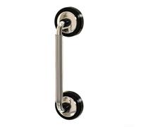 Suction Cup Door Handle for Glass Sliding Bathroom Doors Refrigerator Panels Cabinet PET Silicone Dual Suction Easy Install Removable Non-Slip Soft Grip 25.2x6.4x6.8cm Multi-Surfac(Black Silver)