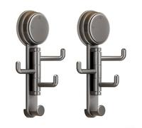 Suction Cup Hook Rotating 180 Degree No Drill Wall Hanger Strong Load Bearing Reusable for Bathroom Kitchen Entrance Hall Grey 2 Pack