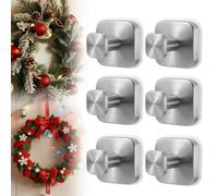 Suction Cup Hooks, 2025 New Model No-Drill Suction Cup Hooks, Wreath Hangers for Front Doors, Metal Towel Hooks for Window, Door, Bathroom Mirrors for Daily Use(Silver,6PCS)