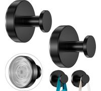 Suction Cup Hooks for Shower, No-Drill Hook for Bathroom Kitchen Glass Door Mirror Tile, Loofah, Towel, Coat, Bath Robe Hook Holder for Hanging up to 15 lbs, Removable Waterproof & Rustproof (2 Black)