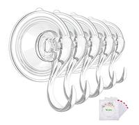 Suction Cup Hooks, VIS'V Large Clear Reusable Heavy Duty Vacuum Suction Cup Wreath Holder with Cleaning Cloth Strong Window Glass Kitchen Bathroom Hooks Towel Loofah Wreath Decorations- 5 Packs