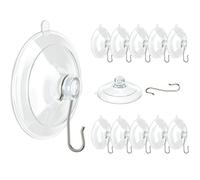 Suction Cup Hooks, VIS'V Upgraded Small Clear Suction Cups with Metal Hooks 1.77 Inches Removable Suction Cups for Window Glass Door Kitchen Bathroom Shower Wall - 12 Packs