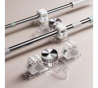 Suction Cup Mop Holder for Bathroom or Kitchen Wall Hanging Storage Clip Compatible with Brooms Mops and Cleaning Tools (White)