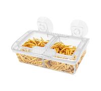 Suction Cup Reptile Feeder Double Compartment Anti-escape Bowl