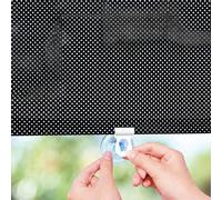 Suction Cup Retractable Roller Blinds, No Drill Suction Cup Sunshade Curtain, Retractable Roller Window Shades with Suction Cups for Kitchen Car Window(Black polka dots,75x180cm)