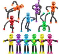 Suction Cup Robot Fidget Toy, Shape Changing Sensory Pop Tube Fidget Spinner, Stress Relief Desk Decor for Classroom Office, Party Favor Birthday Goodie Bag Filler Travel Gift for Boy Girl 12PCS