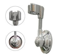 Suction Cup Shower Head Holder with Swivel for Camping, RV, Marine, and Bathroom, Silver Chrome Finish, Supports up to 4.5 kg