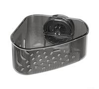 Suction Cup Sink Corner Drain Basket For Sink Use Hollow Ventilation Adjustable Storage Compact Plastic For Kitchen Bathroom Shower Fits 15.5x7x6cm Transparent Black White(Translucent black)