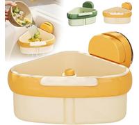 Suction Cup Sink Corner Rack, 2025 New Upgraded Press Automatic Dumping Sink Strainer Basket Triangle Food Waste Catcher, Hanging Multi Functional Kitchen Storage Holder, Clog-Free (Yellow)