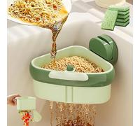 Suction Cup Sink Corner Rack, Corner Sink Strainer, Suction Cup Press Food Waste Catcher, Press Automatic Dumping Sinks Drainer Basket Faucet Sponge Storage Rack for Kitchen(Green*1pc)