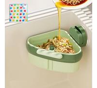 Suction Cup Sink Corner Rack, New Upgrade Press Automatic Corner Sink Strainer, Triangle Storage Rack with Drain Hole,Corner Sink Trash Catcher for Food Waste (Green)
