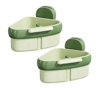 Suction Cup Sink Corner Rack, Upgraded Sink Strainer Basket, Corner Kitchen Sink Caddy Suction Cup Sponge Holder, Triangle Sink Drainer Basket (2*Green)