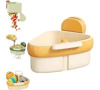 Suction Cup Sink Corner Rack,Upgraded Suction Cup Kitchen Sink Strainer Basket with Press Dumping & Self-Cleaning Design for Kitchen Bathroom Dishware (Yellow,1PC)