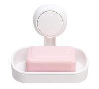 Suction Cup Soap Dish No Drilling & Reusable 1 Second Installation Waterproof Holder For Bathroom Shower Wall Tiles -White