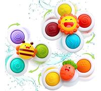 Suction Cup Spinner Toys, Spinners for Babies Bath Sensory Learning Toys for Toddlers 1-3, Baby Bath Toy for Babies 12-18 Months, 1 2 3 Year Old Girl Boy Gifts Idea (3 Pcs)