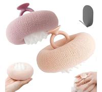 Suction Cup Super Soft Bath Sponge Flower, 2pcs Magic 2 in 1 Sunflower Bath Ball, 2026 Upgraded ponge Mesh Pouf Exfoliating Shower Ball with Finger Rings for Women and Men (Purple & Pink)