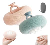 Suction Cup Super Soft Bath Sponge Flower, 2pcs Magic 2 in 1 Sunflower Bath Ball, 2026 Upgraded ponge Mesh Pouf Exfoliating Shower Ball with Finger Rings for Women and Men (Blue & Pink)