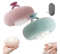 Suction Cup Super Soft Bath Sponge Flower, 2pcs Magic 2 in 1 Sunflower Bath Ball, 2026 Upgraded ponge Mesh Pouf Exfoliating Shower Ball with Finger Rings for Women and Men (Purple & Blue)