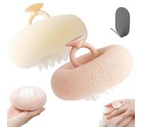 Suction Cup Super Soft Bath Sponge Flower, 2pcs Magic 2 in 1 Sunflower Bath Ball, 2026 Upgraded ponge Mesh Pouf Exfoliating Shower Ball with Finger Rings for Women and Men (Beige & Pink)