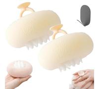 Suction Cup Super Soft Bath Sponge Flower, 2pcs Magic 2 in 1 Sunflower Bath Ball, 2026 Upgraded ponge Mesh Pouf Exfoliating Shower Ball with Finger Rings for Women and Men (2pcs Beige)