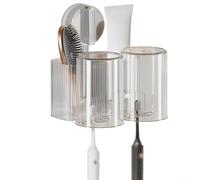 Suction cup toothbrush rack with drainage design for bathroom wall mounting keeps toothbrush dry and within reach without drilling (Silver)