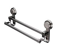 Suction Cup Towel Bar, Double Pole No-Drill Rack, Wall-Mounted Towel Holder with Strong Suction, Cooking with Compact Design, Heat Resistant Metal Grid, Bathroom Accessory for Apartment Home
