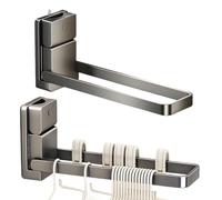 Suction Cup Towel Rack - Foldable Wall Mounted Bathroom Hanger Rail for Towels, Clothes with Strong Design, Space Saving Storage for Kitchen Restroom Hotel Dorm 6.1/2.7/13.4 Inches
