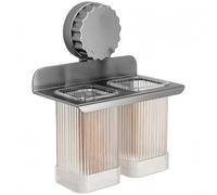 Suction Cup Wall Mounted Kitchen Utensil Holder with Drain Tray, Organizes Cutlery and Cooking Tools While Promoting Fast Drying (Grey)