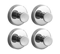 Suction Cup Wreath Hanger for Glass Doors, Mirrors, and More - Holds Up to 15 Lbs, Silver, 4-Pack