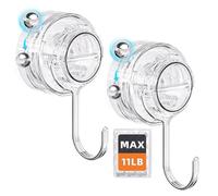 Suction Hook 2Pack Heavy Duty 11Lbs, Clear Suction Cup Hooks for Bathroom Shower Window Towel Removable, Front Door Wreath Hanger, No Drill Hooks For Halloween and Christmas Garland Decoration Hanging