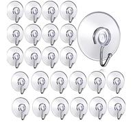 Suction Hooks,24 Pack Clear Suction Cup Hook 4CM Plastic Window Suckers with Hook Wall Hooks Hangers for Bathroom Kitchen Shower Towel Office Keyring