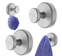 Suction Hooks for Bathroom Shower Caddy Towel Holder Glass Door Cloth Kitchen Utensil Coat Heavy Duty Stainless Steel No-Drilling Self Adhesive Extra Sticky Hanging up to 5 KG Nail Free 2PCS Silver