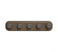 Suction Hooks for Smooth Surfaces, No Drill Heavy Duty Hanging Organizer for Tiles Glass, Quick Install Wall Hanger for Living Room, Gray Walnut Finish, 5 Hooks in 1 Piece