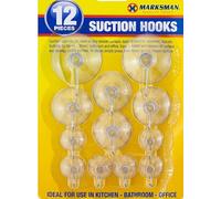 Suction Hooks Heavy Duty Strong Powerful Plastic Suction Cup Hooks For Bathroom Kitchen Window Shower Mirror Glass Wall Door Reusable Clear Outdoor PVC Sucker Pads With Metal Hook Assorted (12 Pack)