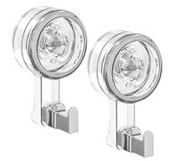 Suction Hooks Reusable Multifunctional Transparent- 2Pack Knob Sucker Hooks Heavy Duty Max Load 5KG, Transparent Waterproof Plastic Hooks for Front Door Bathroom Kitchen Towels Mirror Window Wreath