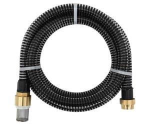Suction Hose Black 5m PVC & Brass 1" 25mm 6bar with Foot Valve Strainer Durable