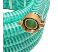 Suction Hose with Brass Connectors 10 m 25 mm Green Plastic Garden Hose for Domestic Waterworks, Irrigation, Garden, Patio with Foot Valve and Strainer for Clean Water