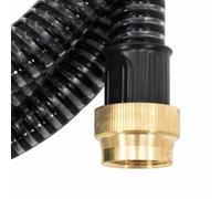Suction Hose with Brass Connectors, Black, 1.1 Inch, 20 m, PVC Garden Hose, Flexible, Kink-Resistant for Watering, Garden, Lawn, Patio, Balcony, with Foot Valve and Strainer