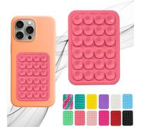 Suction Phone Case Mount, Sillicon Adhesive Phone Accessory for iPhone and Android, Hands-Free Fidget Toy Mirror Shower Phone Holder, Tiktok Videos and Selfies (Coral)